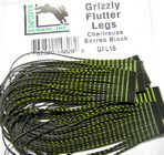 Grizzly Flytter Legs  barred chartreuse black  Hareline